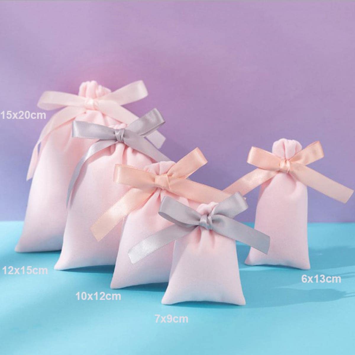 Geschenktüten aus Samtband, 7 x 9 cm, 10 x 12 cm, 12 x 15 cm, 50 Stück, Make-up-Schmuckbeutel, Party-Süßigkeiten-Logo, nur 50 Stück, 9 x 12 cm
