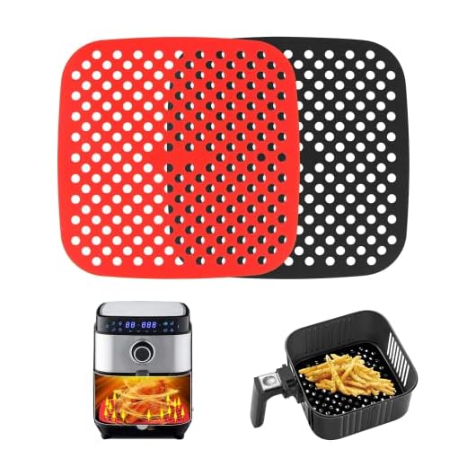 Young & Ming 2PCS Almohadilla de freidora de Aire Accesorios para Freidoras Sin Aceite Alfombrillas para Cesta Freidora Revestimientos de Silicona Antiadherentes Reutilizables