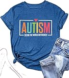Autism Awareness Shirt Womens Special Education Teacher Tshirts Seeing The World Differently Tee Tops Blue M