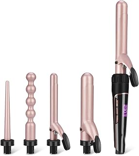 5in1 Hair Curling Iron Wand Cerâmica Profissional Salão Profissional Barrels Intercambiáveis Ferramenta de estilo de onda profunda de onda profunda