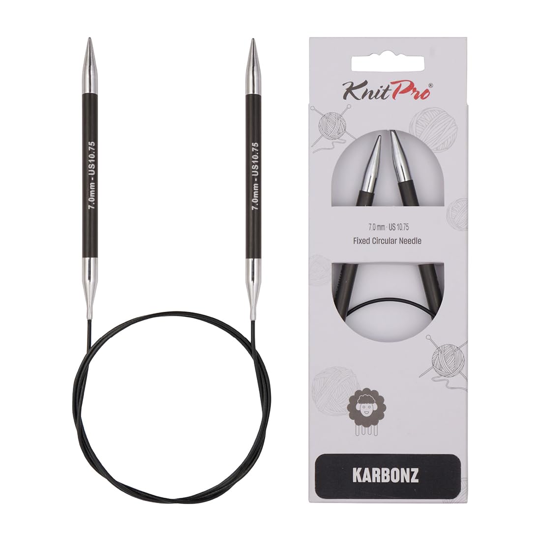 KnitPro Karbonz Fixed Circular Needles 24" (60cm) | 7.00mm