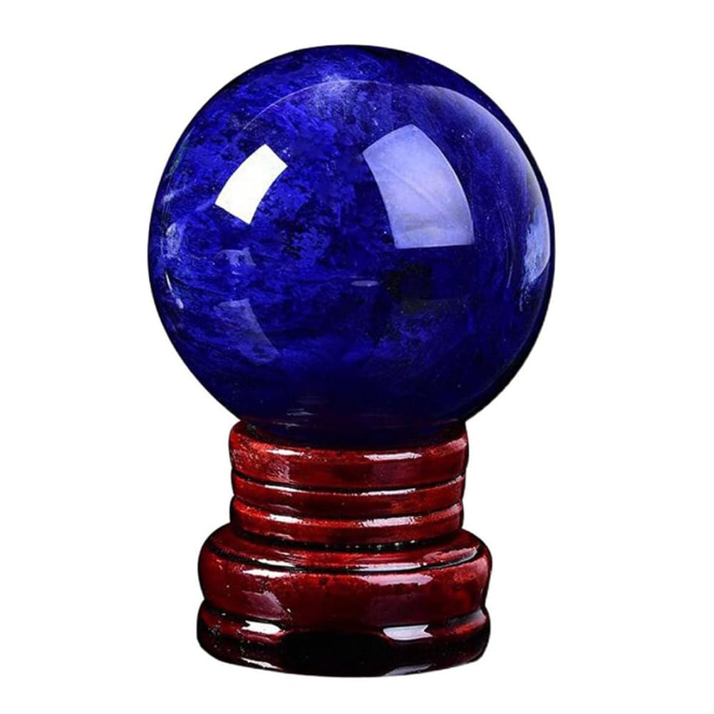 QWZTAEOZA Crystal Quartz Ball Blue Smelting with Stand for Healing/Divination/Chakra Balance/Yoga/Home/Office FengShui Decoration,15cm/5.9in