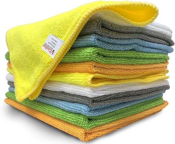 Microfiber Cleaning Cloth Towels for Cars - 15 x 12 Car Wipes Interior Cleaning Supplies Micro Fiber Glass Rags Dish Polishing Cloths Kitchen Towel, Clean Windows & Lint-Free Reusable