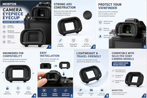 Image of MOSTOS - EP-19 Camera Eyepiece Eyecup Viewfinder for Sony A1, A1 II, A7 IV, A7 V, A7R V, A7S III & A9 III