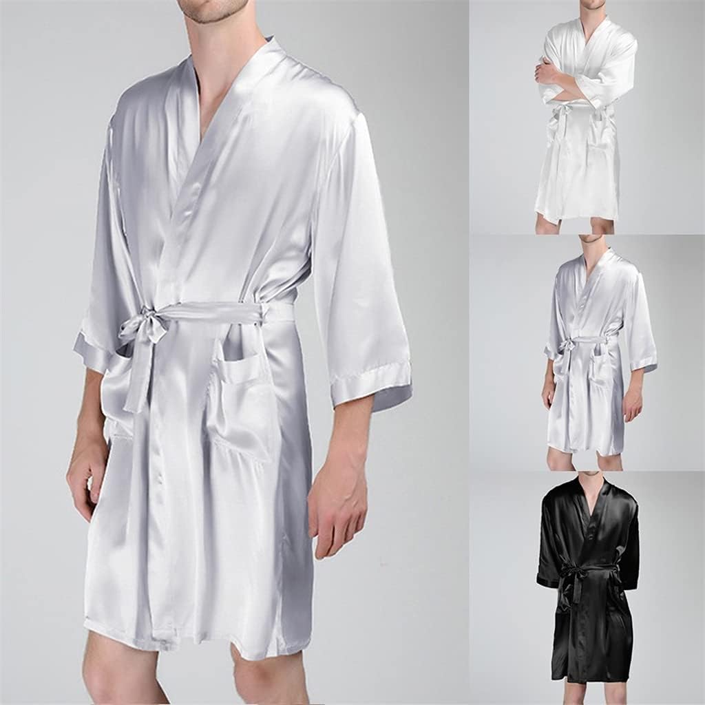 Bathrobe Men's Pajamas Thin Bathrobes Spring and Men's Comfortable Casual Homewear