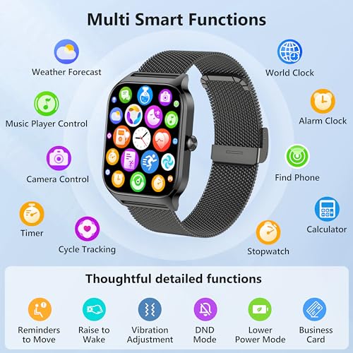 Image of Smart Watch, 1.85'' Smart Watches Women Men Make /Answer Call, Heart Rate /Blood Pressure /Sleep Monitor, 110+Sports Modes, Voice Control, Waterproof Fitness Watch Compatible for Android & iPhone