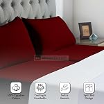 Split Queen Sheets- 5 Piece Adjustable Split Sheets- 100% Egyptian Cotton- 400 TC- 16 Inch Deep Pocket- Adjustable Split Queen Sheet Set- Split Queen Sheets Set for Adjustable Bed- Burgundy Solid