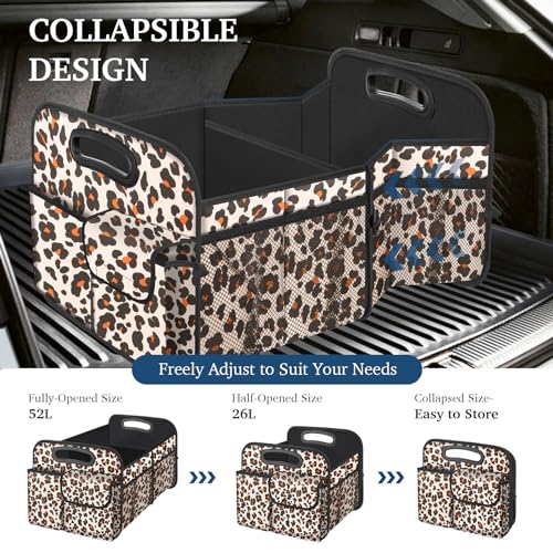 Image of Femuar Car Trunk Organizer, Trunk Storage Organizer with Large Capacity Waterproof Collapsible Trunk Organizer for Car Suv /Jeep /Sedan (Leopard Print, Standard)