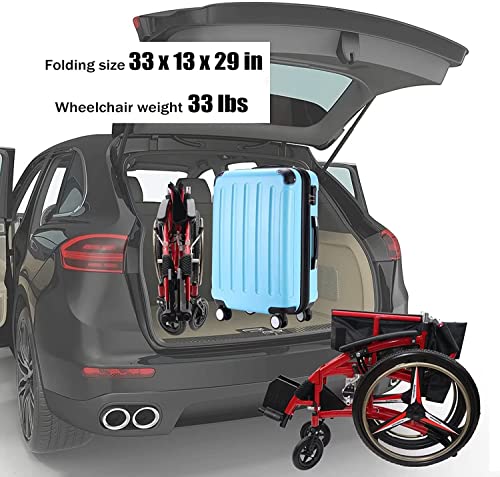 Silla de Ruedas Plegable para Adultos con Barandilla Elevable Silla de Ruedas Manual Ligera, Autopropuly Ergonómica