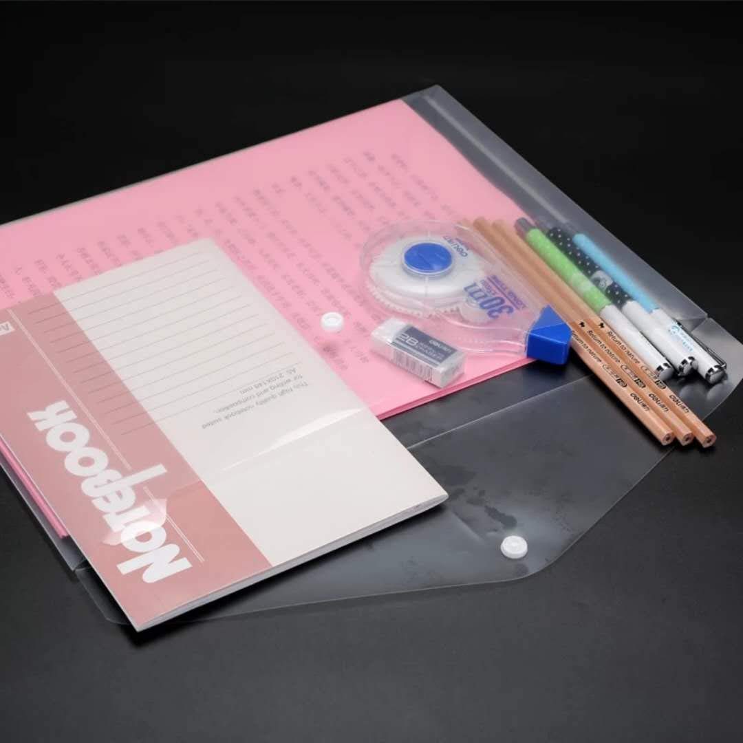 Cartellina portadocumenti formato A4, porta busta trasparente, scatola portaoggetti, organizer a bottone, contenitore in plastica trasparente per documenti, cancelleria, 15 pezzi