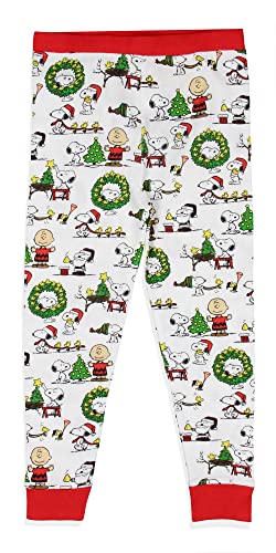INTIMO Peanuts Boys' Girls' Unisex Christmas Santa Snoopy Charlie Brown Characters Sleep Pajama Set4