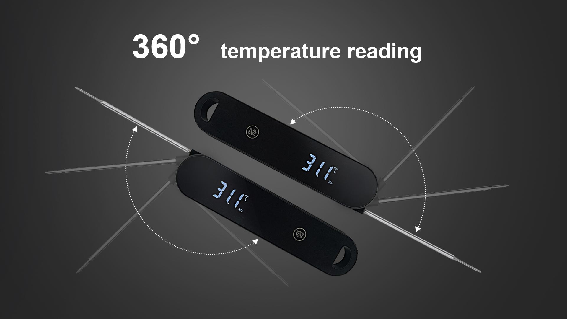 Image of Charmline 0.5 Sec Instant Read Meat Thermometer Digital, 180 Auto-Rotating Display LED, Food Thermometer for Cooking, Baking and Grilling, Dual Battery Design for Longer-Lasting Performance