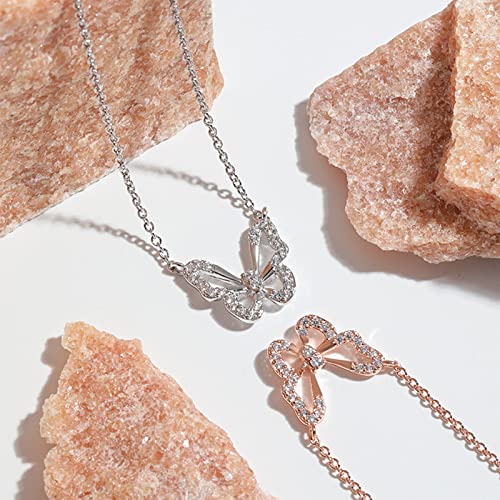 Butterfly Necklace - Rhinestone Pendant Necklaces for Women Butterflies Charm Jewelry for Valentine's Day Women Teen Girl Party Statement Dress Sweater Anniversary4
