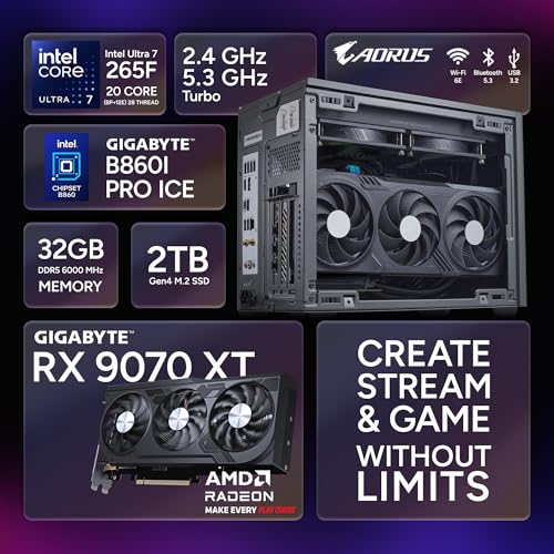 Image of Cooler Master NR2 Pro Gaming PC Intel Ultra 7 RX 9070 XT Compact Mini ITX | Intel Core Ultra 7 265F + AMD RX 9070 XT 16GB Gaming PC, 32GB DDR5 6000MHz, 2TB M.2 SSD, 280mm AIO Cooler, Windows 11