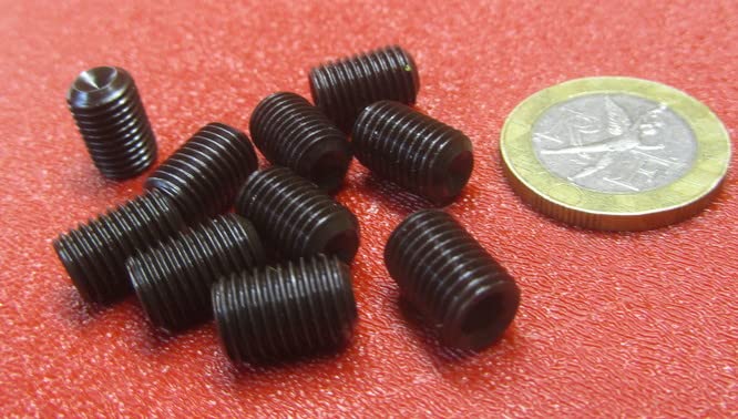 Alloy Steel Cup Point Set Screws M8 x 1 mm x 12 mm Length 10 pcs