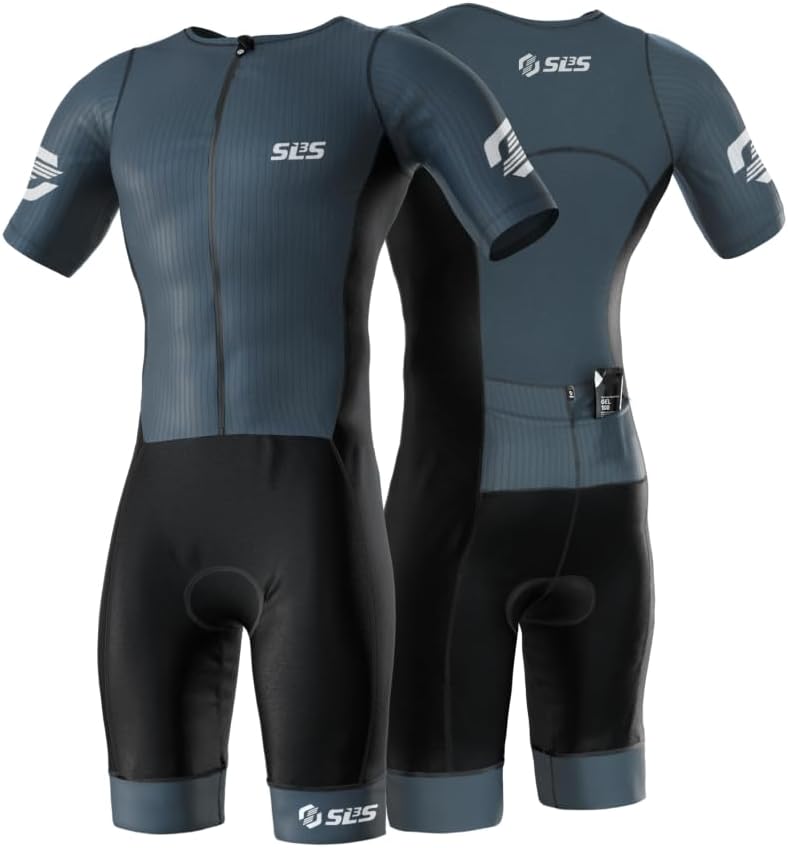 SLS3 Triathlon Suits Mens Elite Aero Tri Suit Men - Trisuit Triathlon - Full Zip, Aero Sleeves, Internal and Rear Pockets