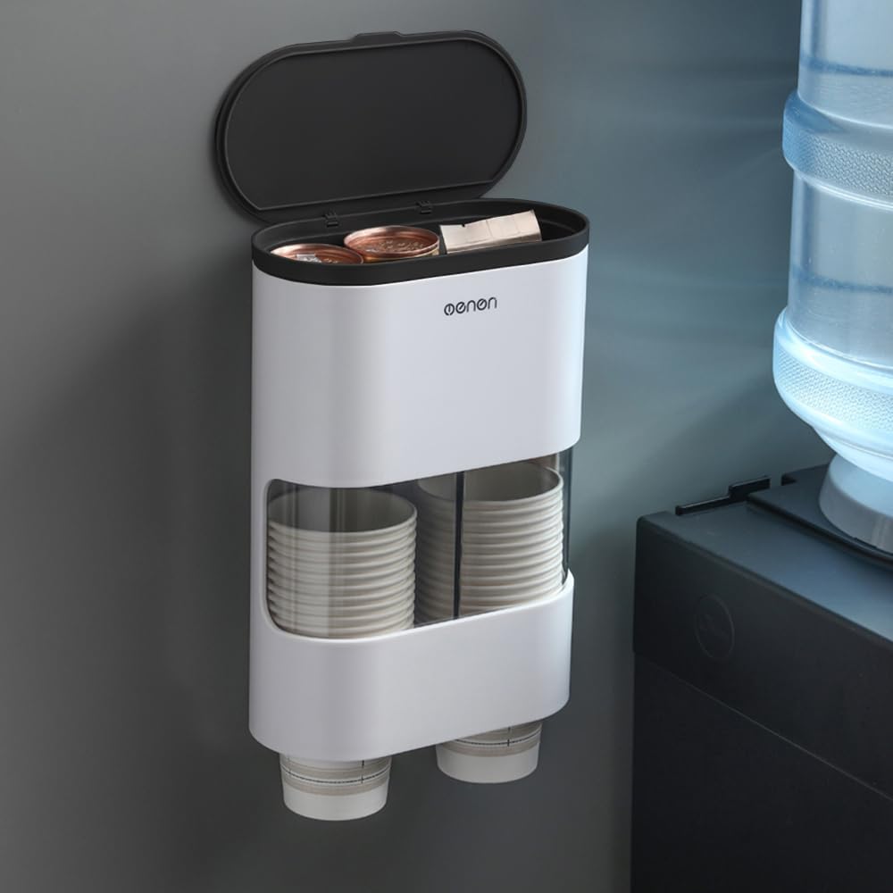 MH - Supporto per Bicchieri di Carta,Distributore di bicchieri monouso,Dispenser Bicchieri(nero)