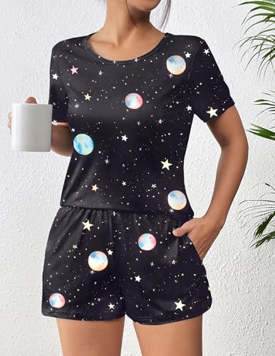 Image of Ekouaer Women's Pajama Sets Short Sleeve Pjs 2 Piece Top and Shorts Sleepwear Comfy Soft Lounge Sets with Pockets