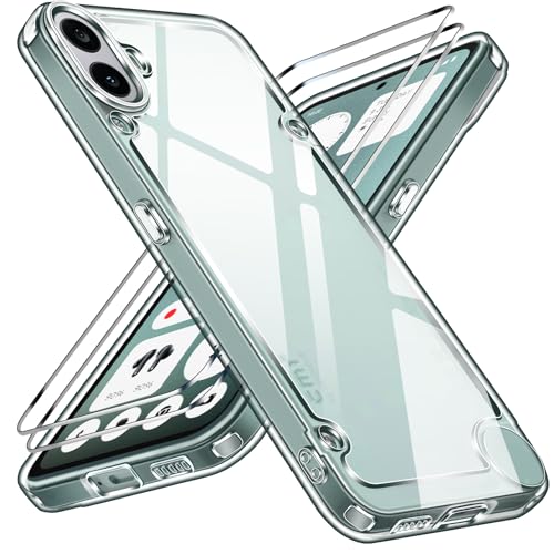 ivoler Anti-Amarillo Clara Funda para CMF Phone 1 con 2 Piezas Cristal Templado, [Protección Militar] Carcasa Protectora Antigolpes Transparente Anti-Choques Bumper Case