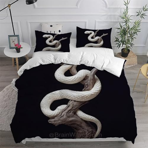 Housse de couette serpent imprimé 3D 200x200cm finition microfibre premium pour lit double