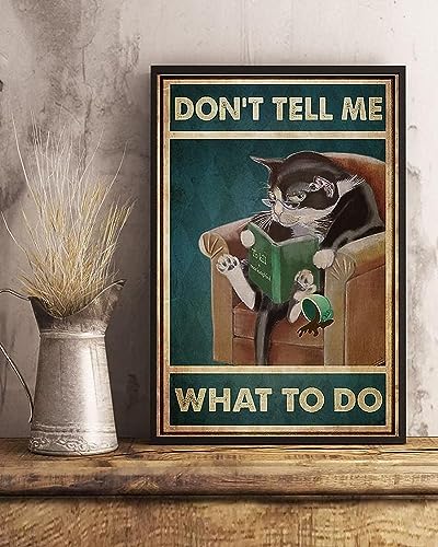 Targa in metallo con scritta "Smoking Cat Read Books Drink Coffee", 20 x 30 cm