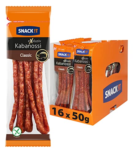 Tarczyński Snack It - Exclusive Pork Kabanos Sausage 50g (Pack of 16) - Meat Snack On The Go Multipack