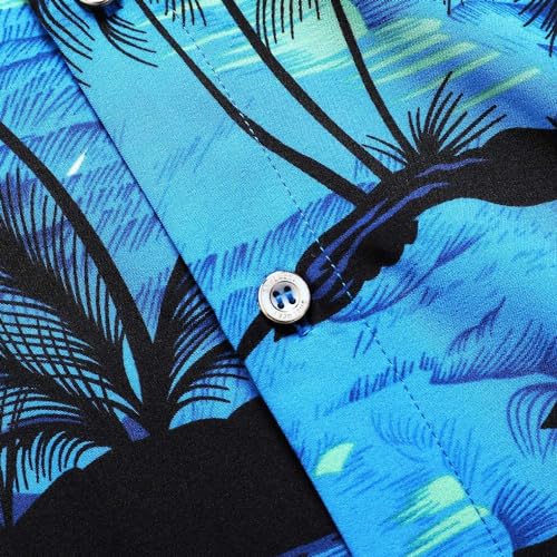 Men's Hawaiian Shirt Funky Blue Beach Printed Tropical Beach Shirt Casual Button Down Short Sleeve Floral Shirts Tops - Image 5