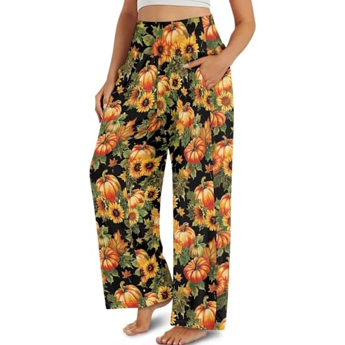 Wide Leg Trouser Pants for Women High Waist Yoga Bootcut Pants Casual Trousers with Pockets3