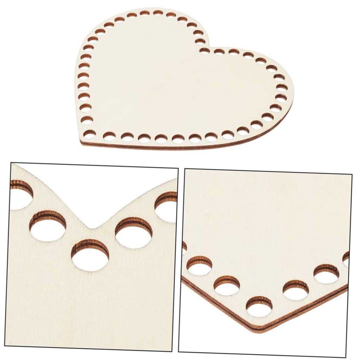 ARTIBETTER 2pcs Natural Wooden Basket Bottoms Heart Shape Weaving Base for DIY Crocheting Bag Bottom Base