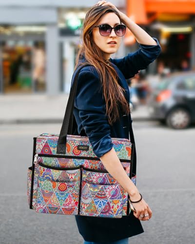 ITIEZY Utility Tote Bag for Women with 15/18 Pockets - Large Teacher Tote Bag with Zipper Compartment Nurse Bags for Work3
