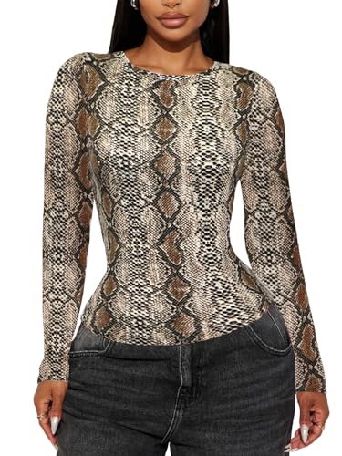 Women's Long Sleeve Basic Tops - Crew Neck Casual Going Out Y2K Fall Top Fitted T Shirt Clothes2