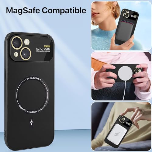 Image of Vaku Luxos Premium Silicon Polarized Back Cover for iPhone 15 Texture Full Lens Protection Silicon Case Scratch Resistant Slim Thin Military-Grade Protection - Black