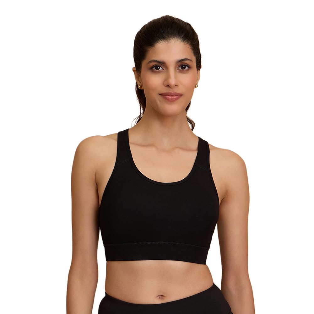 nykd Cotton Stretch Slip On Sports Bra with Removable Cups-NYK059-Black-L-picture-18