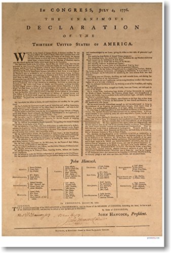 Poster Déclaration d'indépendance Etats-Unis 1776 impression haute definition - 2