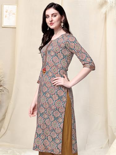Image of MIRCHI FASHION Women's Straight Fit Paisley Printed And Embellished Kurta Set with Dupatta and Trouser