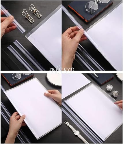 Image of Plastic File Folder for Document Sliding Bar Report Covers,30 Sheet Capacity, Transparent Resume Presentation File Folders Organizer Binder for A4 Size Paper. (Pack of 40 Pieces) (Transparent)