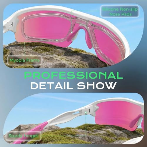 Image of BangLong TAC Polarized Sports Sunglasses UV400 for Men Women | TR90 Lightweight Frame, Adjustable Non-slip Nose Pads, RX Insert Included, Wrap-Around Design for Running Cycling Baseball