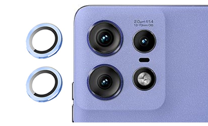 Image of imluckies Camera Ring Lens Protector (Aluminum with Tempered Glass) Compatible for Moto Edge 50 Fusion - Blue (Pack of 2 rings)