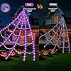 Halloween Decorations Outdoor, Spider Web Lights 250 LED Lighted Spider Web 16.4Ft Giant Halloween Decorations Light up, 8 Lighting Modes Waterproof & Timer for Indoor House Haunted Yard Decor, Purple #3