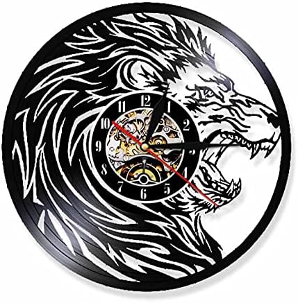 Led Night Light African Lion Portrait Wildlife Animals Vinyl Record Wild Animals Handmade Safari Nursery Wall Art Decorative Clock