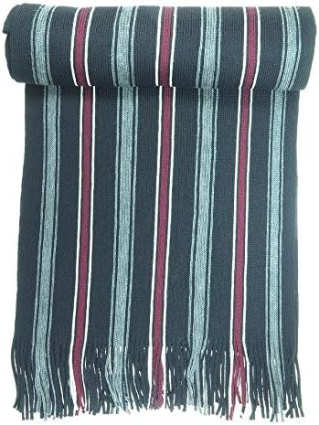 Le Ferre Men's Winter Fashionable Soft 100% Wool Colorful Striped Knit Long Scarf - (Colors: Black, Grey, White and Maroon)