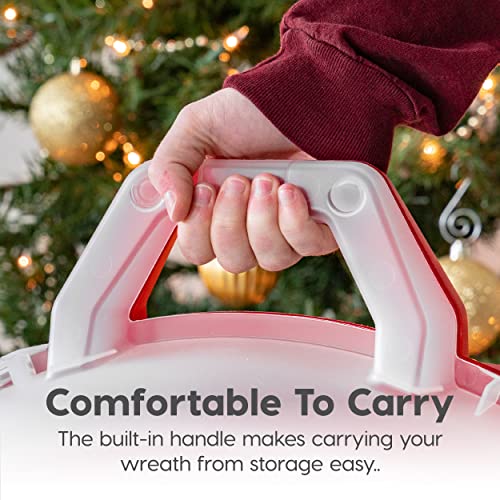 IRIS USA 24" Wreath Storage Container With Latches and Handle, 2 Pack, For Holiday Garland/Wreath, Holiday Decorations, and Heavy Duty, Portable, High Protection, and Space Saving Storage, Clear/Red by IRIS USA - Image 6