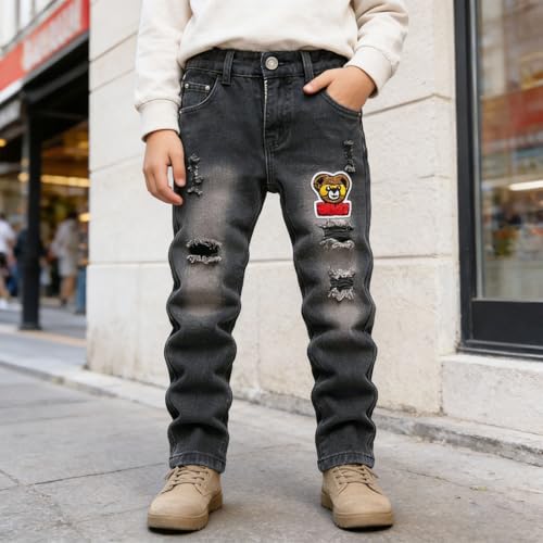 Chino garçon 8 ans jean skinny avec cordon et taille élastique extensible mode