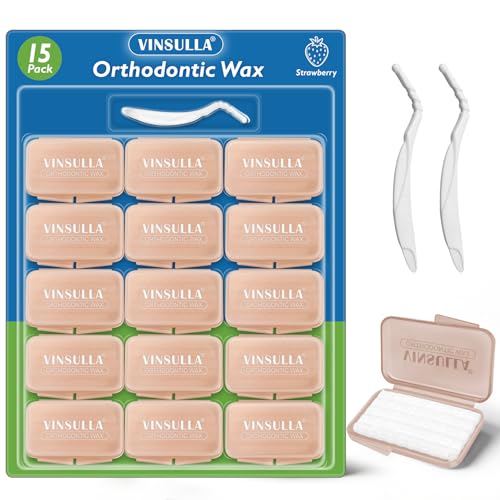 VINSULLA Orthodontic Wax Strips,Mint Pre‑sized Dots,Safe All Ages,15 Packs