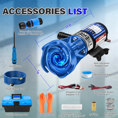Image of [Upgraded Version] RV Macerator Pump,12V 12GPM 4-Minute Quick Emptying Release Sewage Pump with Hose Fittings and Garden Hose Discharge Port,Full Protection Kit,SK5 Blades,Lift 10FT,Ideal for RV Boat