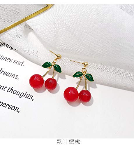 KaFu Handmade creative Light weight Fruits earring 18K Gold Plated Sweet and Lovely Cherry Tassel Dangle Drop Earrings For Women Girls4