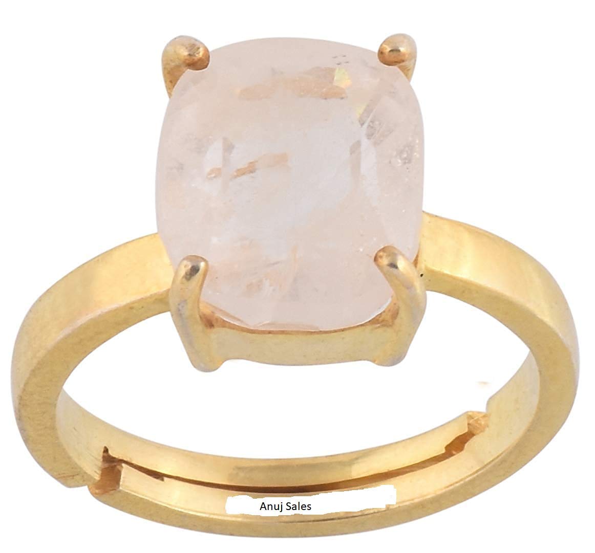 Anuj Sales Anello in oro 14,25 Ratti da 13,20 carati, con zaffiro bianco naturale, certificato non riscaldato, non trattato, anello regolabile Pukhraj, pietra portafortuna preziosa e sfusa certificata