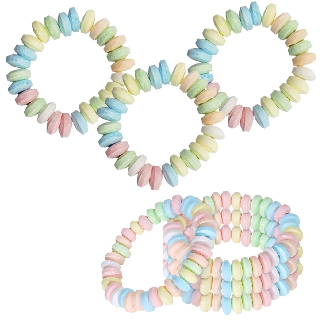 The Dreidel Company Stretchable Candy Bracelet, Multicolor Fruit-Flavored Chewables for Party Favors (12-Pack)