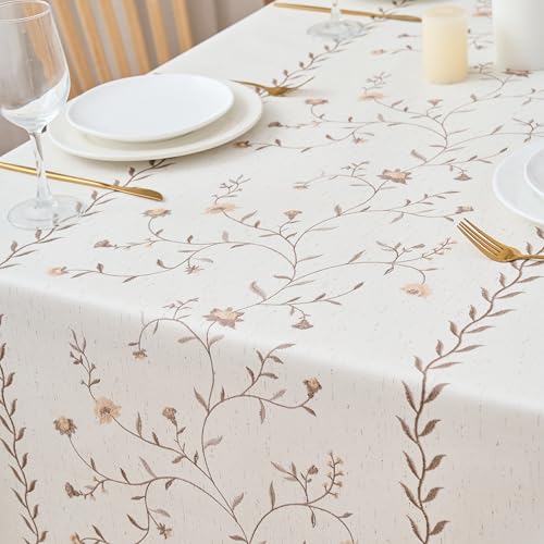 NLMUVW Leaf Vinyl Tablecloth, Print Square Table Cloth Waterproof Wipe Clean Table Cover for Kitchen Dining Picnic, 54 x 54 Inch