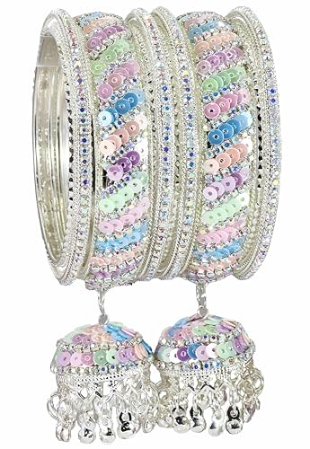 Image of NMII Ethnic Wear Bangles Gold-Tone Alloy with Musical Ghungroo Charms | Women Fashionable Jewelry | Designer Bracelet Bangles For Girls | Viral Kashmiri Chudiya for Weddings, Festivals & Parties
